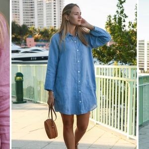 Vikolino European Linen Dress With Pockets Classic Tunic